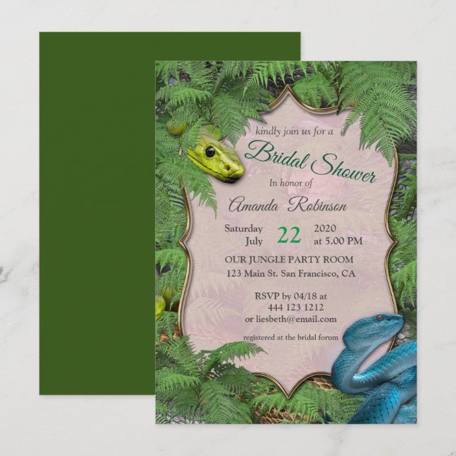 Slithery, Sneaky Snakes in the Jungle Invitation (Front/Back)