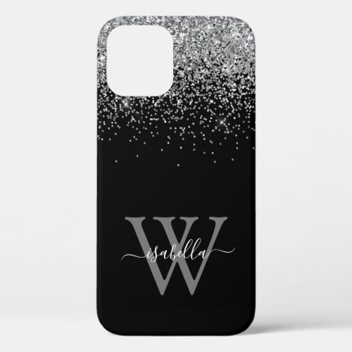 Sliver Black Glitter Script Name Case_Mate iPhone 12 Case