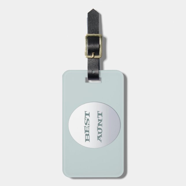 Sliver/Blue Best Aunt Luggage Tag (Front Vertical)
