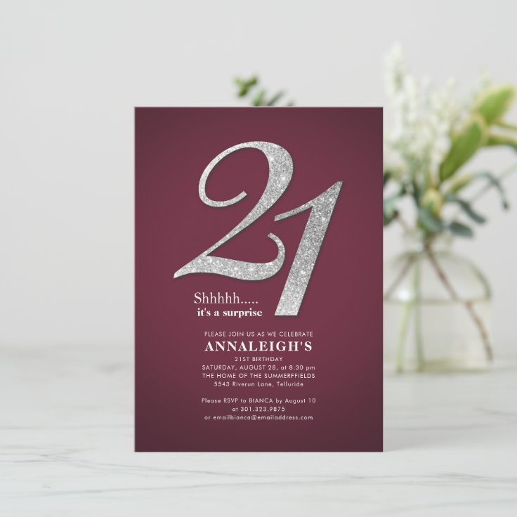 Sliver Glitter Round Blue 21st Birthday Backdrop