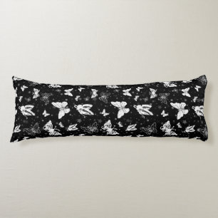 Sliver Glitter Butterfly Black Design  Body Pillow