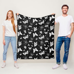 Sliver Glitter Butterfly Black Design  Fleece Blanket