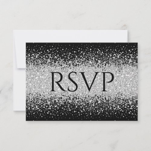 Sliver Glitter on Pure Black RSVP Card