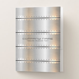 Sliver-gray metallic stripes pocket folder