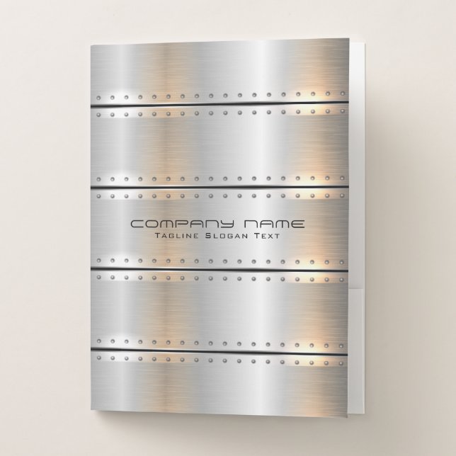 Sliver-gray metallic stripes pocket folder (Front)