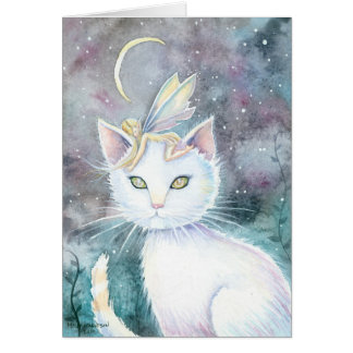 Sliver Moon Cat and Fairy Magical Card