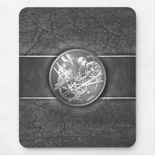 Sliver steampunk watch gears mouse pad (Front)