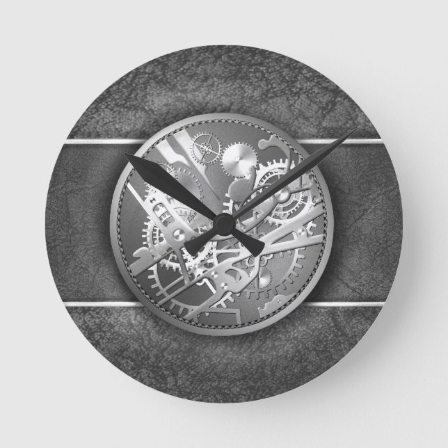 Sliver steampunk watch gears round clock (Front)
