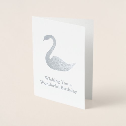 Sliver Swan Motif _ Your Text on an Elegant Foil Card