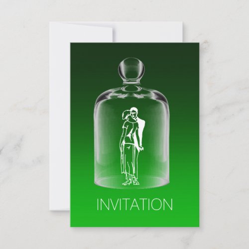 Slo Dance 20th Retro Party Emerald Green Ombre Invitation