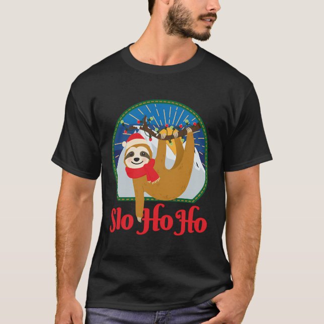 Slo Ho Ho Merry Christmas Sloth Christmas Team T-Shirt (Front)