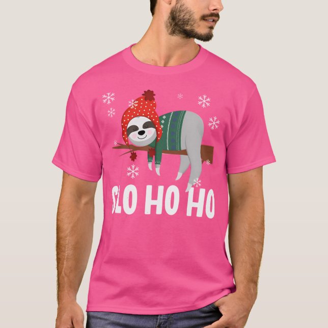 Slo Ho Ho Sloth Christmas T-Shirt (Front)