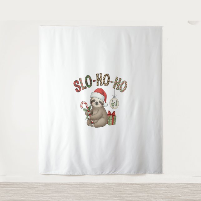 Slo Ho Ho Xmas Sloth Tapestry (Front)
