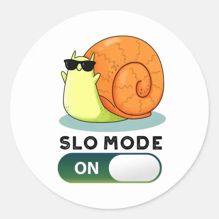 Slo-mode On Funny Slow Motion Snail Pun Classic Round Sticker | Zazzle