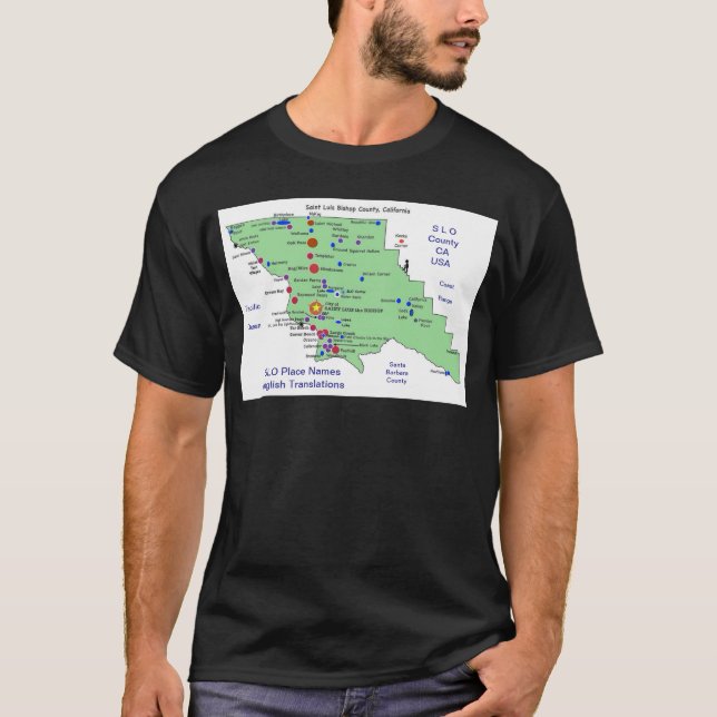 SLO Place Names MAP T-Shirt (Front)