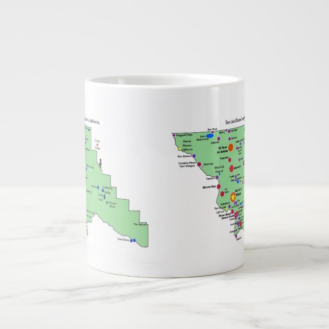 SLO Place Names Map with English Translations Giant Coffee Mug (Front)