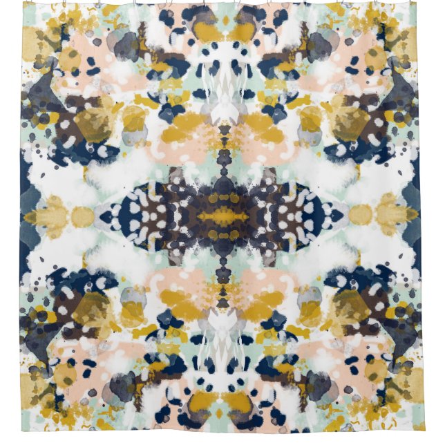 Sloane abstract paintned painterly shower curtain (Front)
