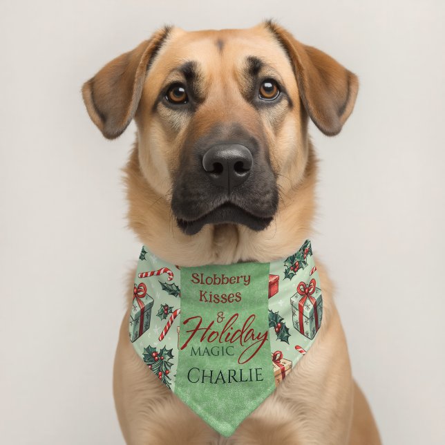 Slobbery Kisses and Holiday Magic Bandana Pet Bandana Collar (Dog 2)