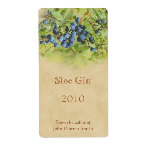Sloe gin bottle label
