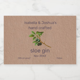 Sloe Gin label on Kraft Colour Paper