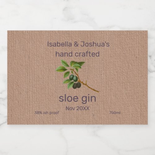 Sloe Gin label on Kraft Colour Paper 
