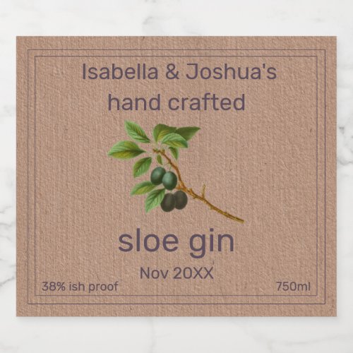  Sloe Gin label on Kraft Colour Paper 