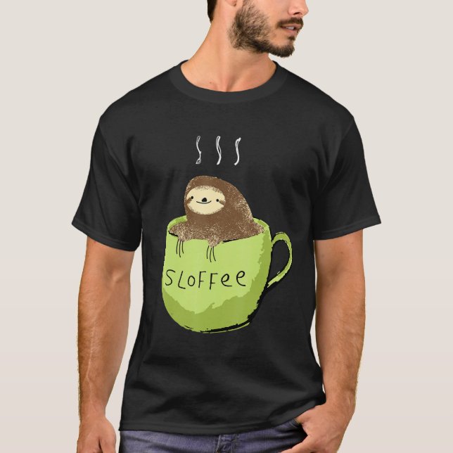 Sloffee Coffee Fanatic Sloth In A Mug T-Shirt (Front)