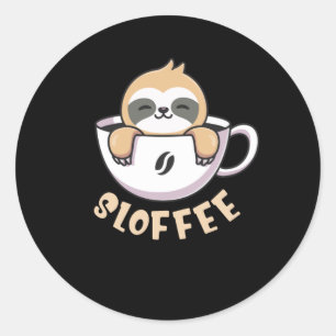Sloffee Cute Sloth In Coffee Cup Classic Round Sticker