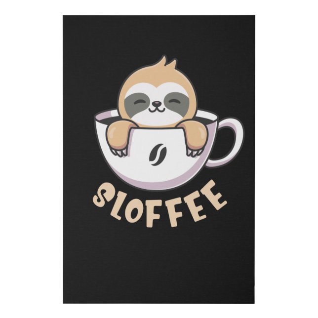 Sloffee Cute Sloth In Coffee Cup Faux Canvas Print (Front)