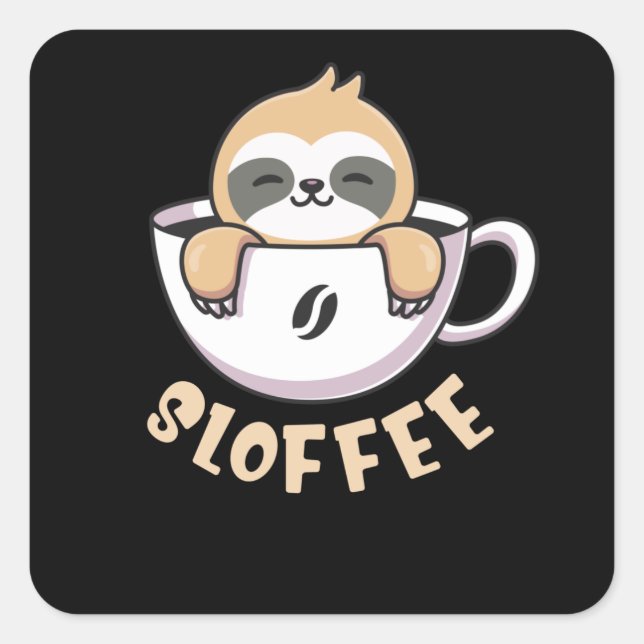Sloffee Cute Sloth In Coffee Cup Square Sticker (Front)