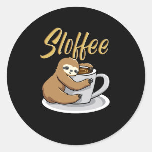 Sloffee Funny Sloth Coffee Mug Classic Round Sticker