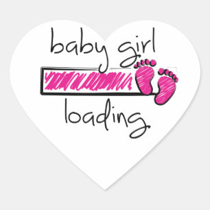 Slogan baby girl is loading. baby girl emerging heart sticker