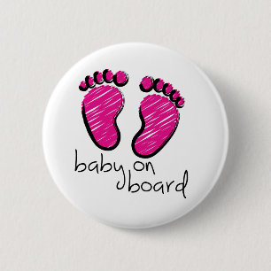 Slogan baby girl on board button