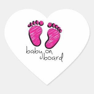 Slogan baby girl on board heart sticker