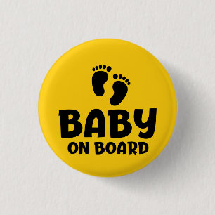 Slogan baby on board — baby on board, in car.  button