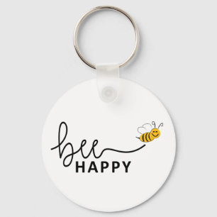 Slogan bee happy, maak je geen zorgen. Wees blij. Keychain