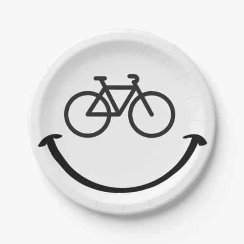Slogan bicycle with happy face Happy laugh face Paper Plates