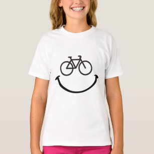 Slogan bicycle with happy face. Happy laugh face. T-Shirt
