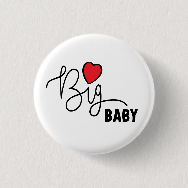 Slogan Big baby. Grote baby met hartje. Hartjes Button (Front)
