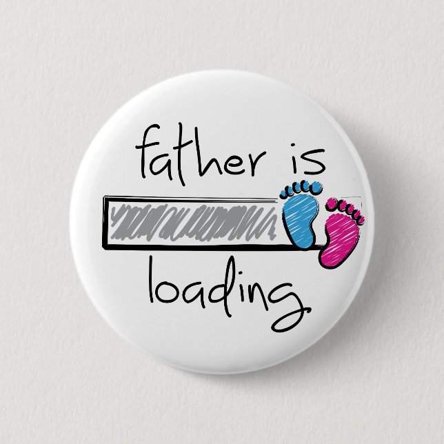 Slogan father is loading. Vader, papa worden. Button (Front)
