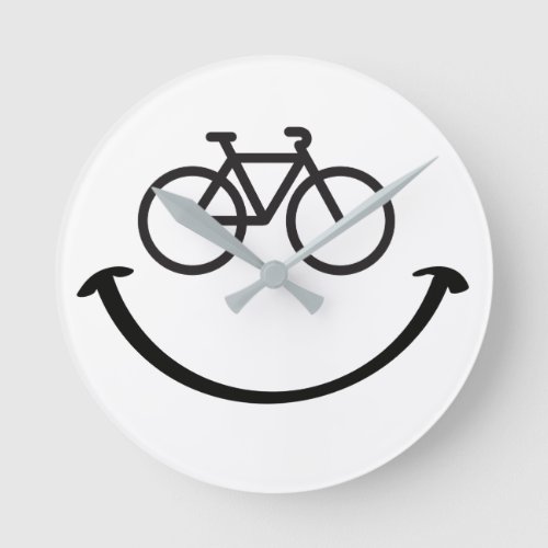 Slogan fiets met blij gezicht Blij lach gezicht Round Clock