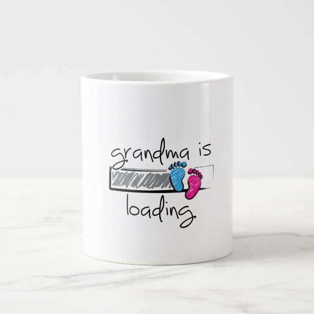 Slogan grandma is loading. Become Grandpa and Gran Giant Coffee Mug (Front)