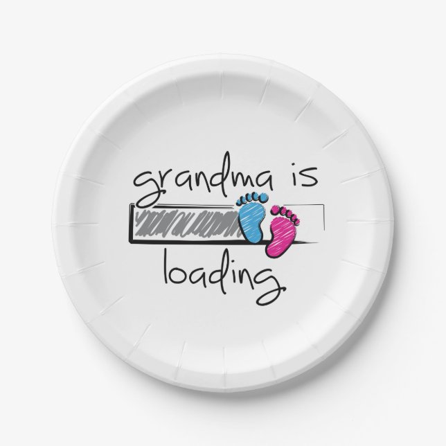 Slogan grandma is loading. Become Grandpa and Gran Paper Plates (Front)