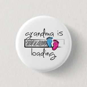 Slogan grandma is loading. Opa en oma worden. Button