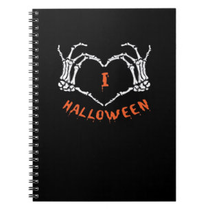Slogan  Halloween. Heart Gesture Made Of Skeleton  Notebook