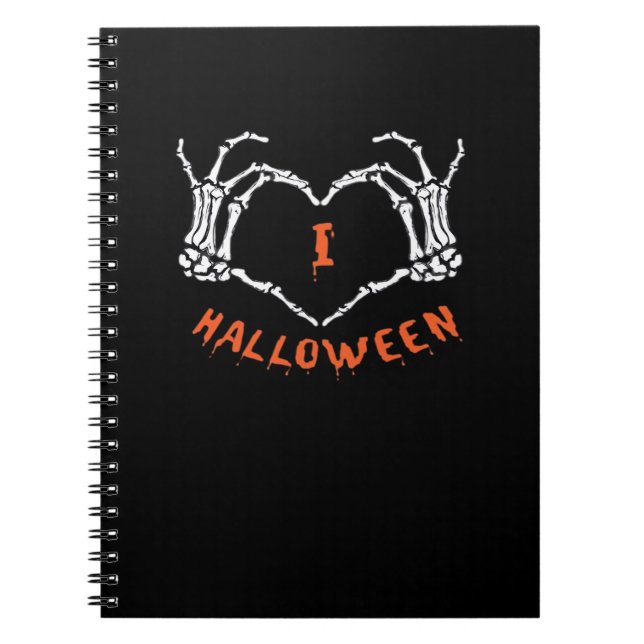 Slogan  Halloween. Heart Gesture Made Of Skeleton  Notebook (Front)