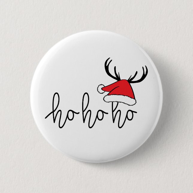 Slogan ho ho ho, Gelukkig kerstfeest. Kerstman.  Button (Front)
