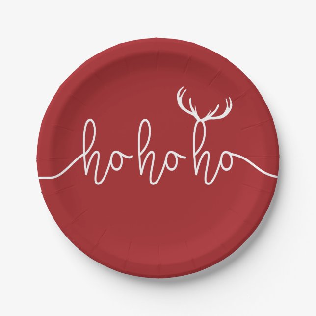 Slogan ho ho ho, Happy Christmas. Santa.  Paper Plates (Front)