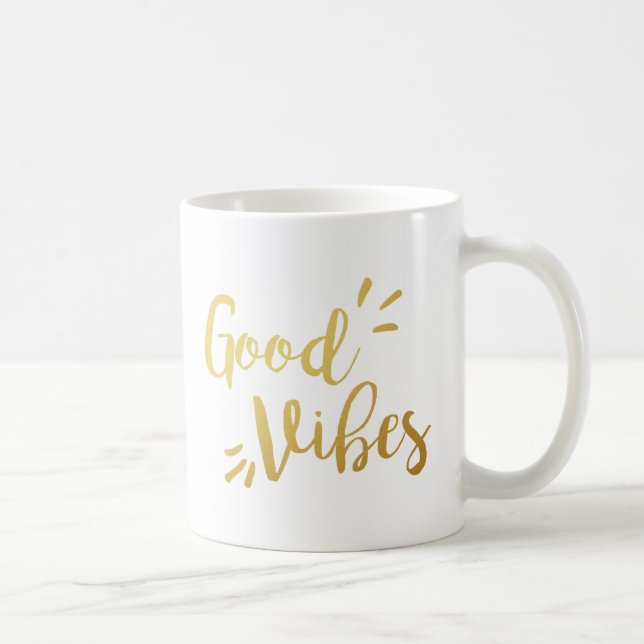 Slogan Mug | Good Vibes | gold golden (Right)