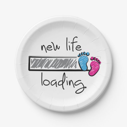 Slogan new life is loading Becoming a father and  Paper Plates